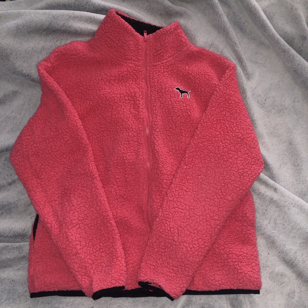 PINK teddy zip up